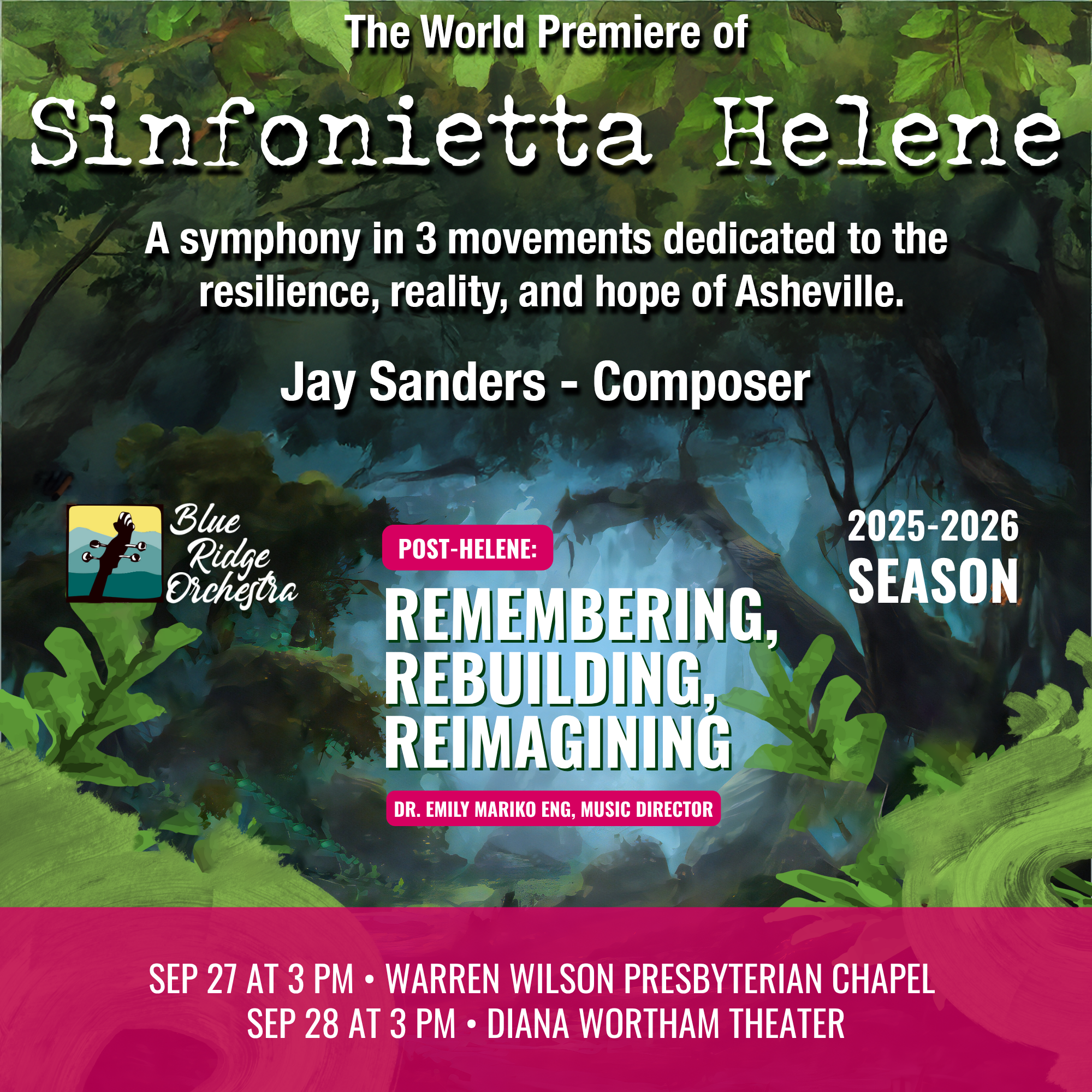 Blue Ridge Orchestra Sinfonietta Helene premiere announcement